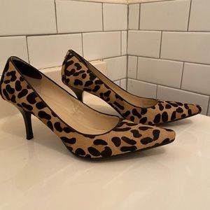 Calvin Klein calf hair leopard heels